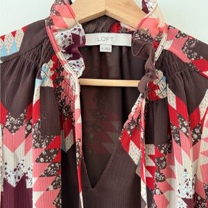 LOFT quilt print Blouse